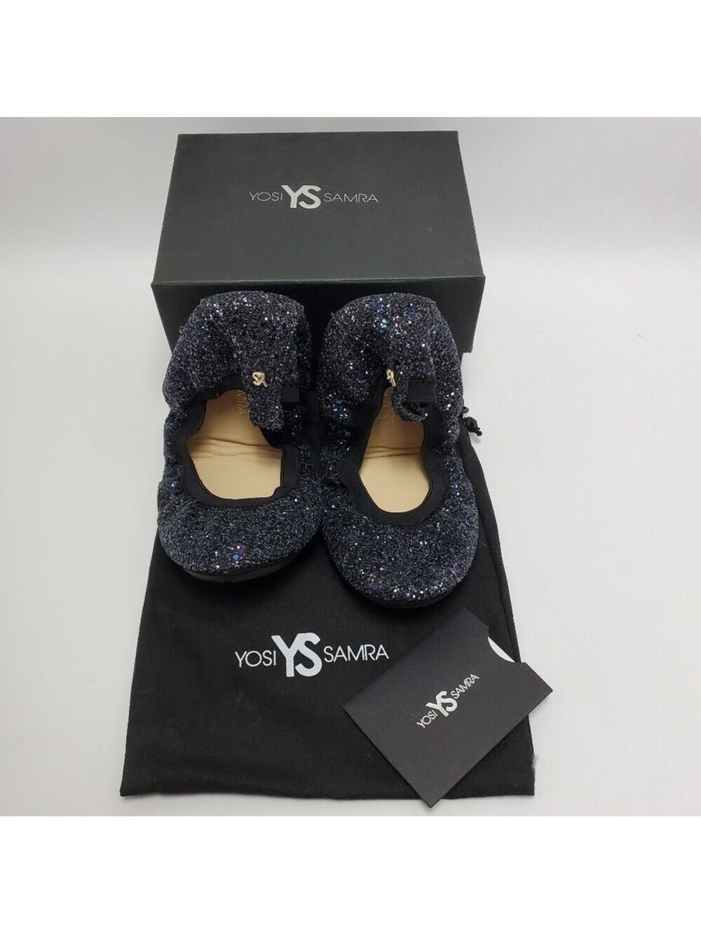 Yosi Samra Samara G Black Rainbow Glitter Foldable Ballet Flat Size 5